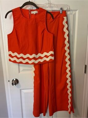 Pinch Bright Orange Tank Top and Pants with Ric Rac Detail